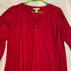 Dana Buchman Dressy Red Henley, Size L